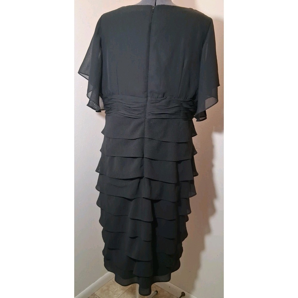 Maggie Barnes Whimsigoth Black Chiffon Tiered Ruffle Cocktail Dress Plus 18W - Picture 7 of 8